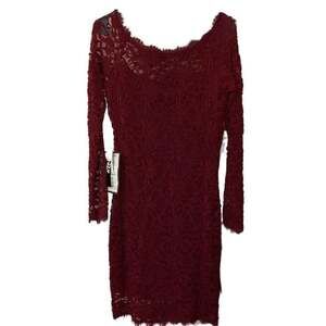 Jump Apparel Juniors Lace Scalloped Trim Semi-Formal Red Dress